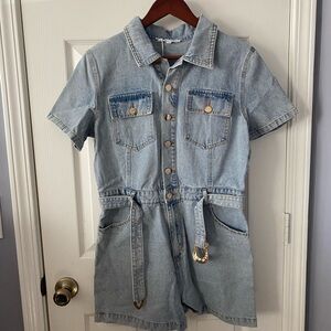 Cloud Ten Denim Short Sleeve Romper